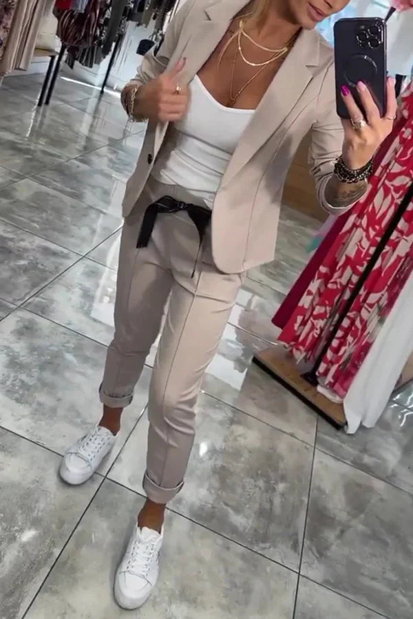 AlvaStockholm™ | Måttsytt Set med Mjuk Blazer och Lätta Joggingbyxor
