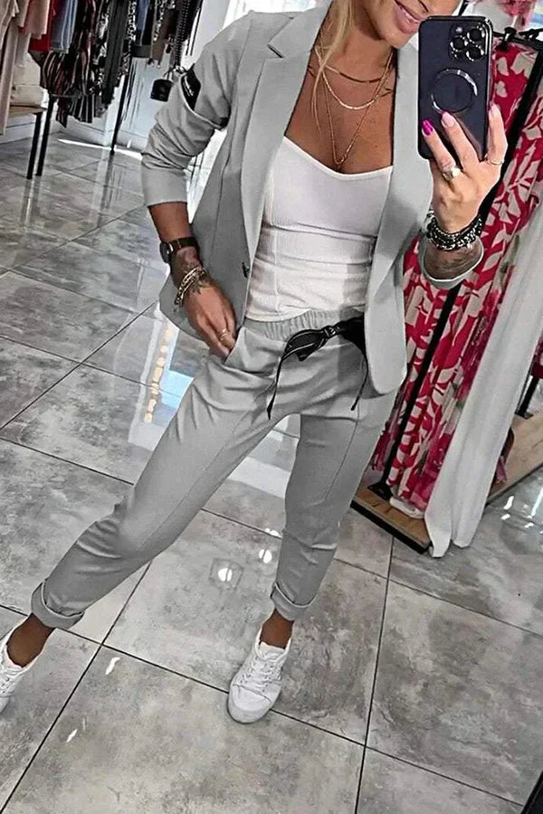 AlvaStockholm™ | Måttsytt Set med Mjuk Blazer och Lätta Joggingbyxor