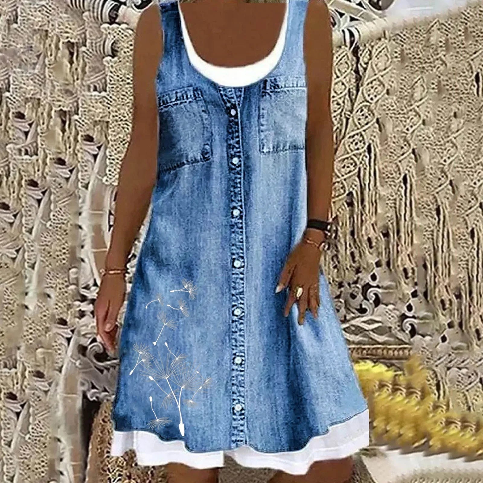 Viola™ - Mjuk och Elegant Denimklänning