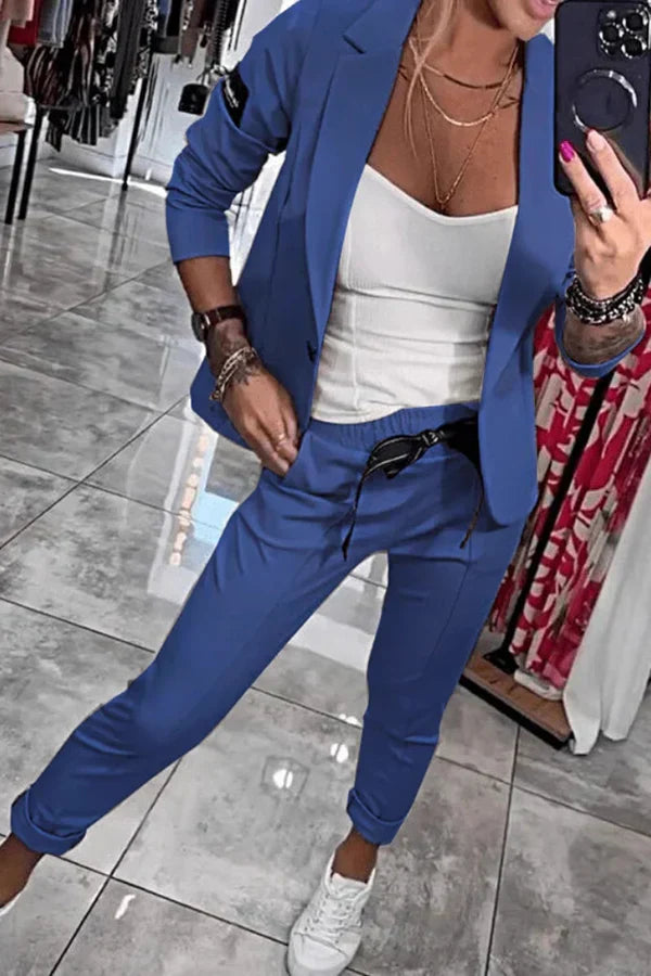 AlvaStockholm™ | Måttsytt Set med Mjuk Blazer och Lätta Joggingbyxor