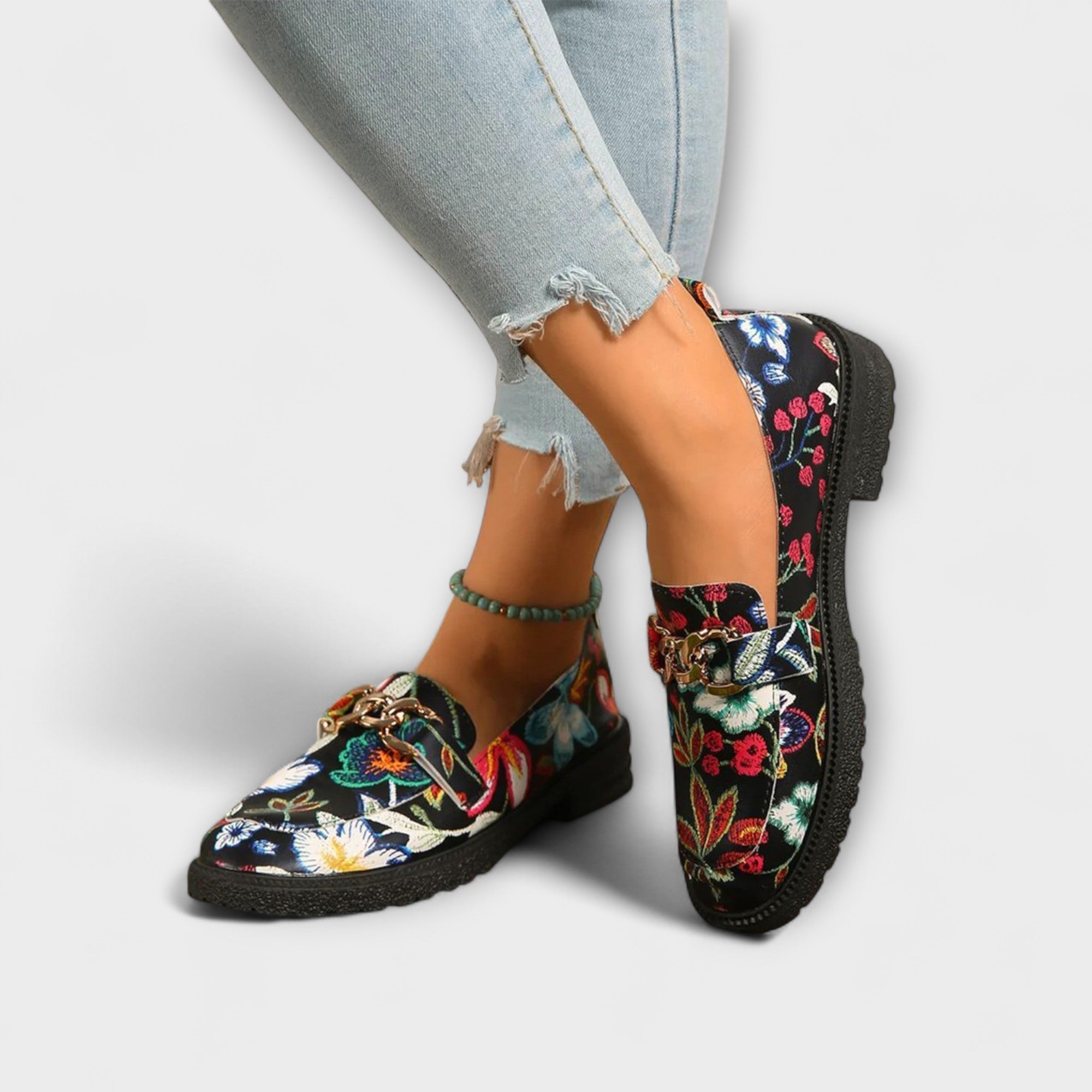 Wilma™ | Flerfärgade Loafers med Blommönster