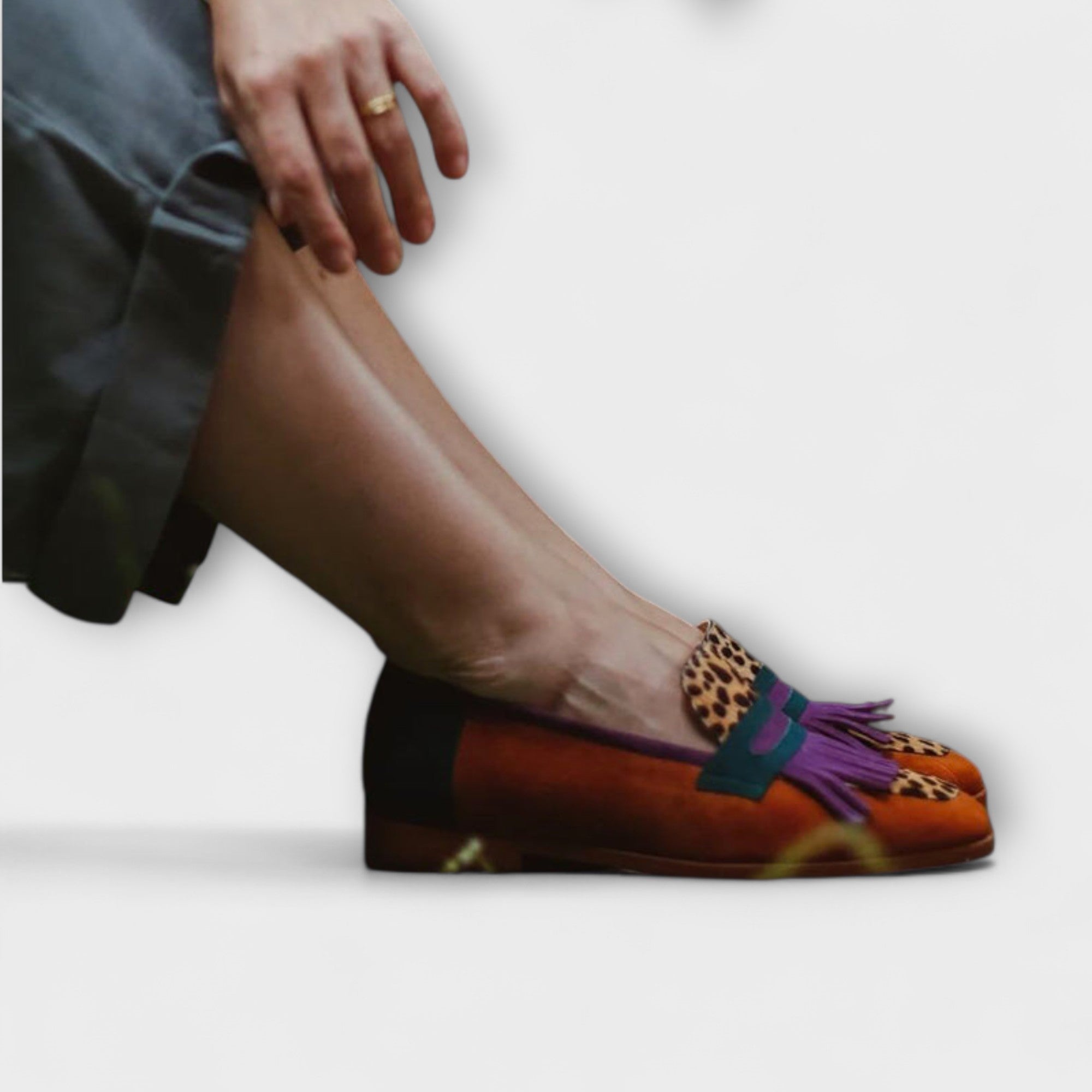 Elin™ | Brun Loafer med Leopardmönster